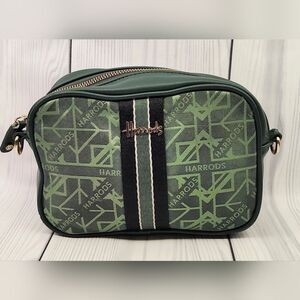 Harrods London Forest Green Logo Makeup Bag Cosmetic Case